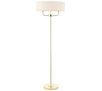 1.5m Twin Floor Lamp Brass & White Shade 2 Bulb Standing Living Room Light Base