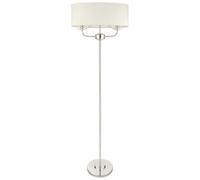 1.5M Twin Floor Lamp Bright Nickel Shade 2 Bulb Standing Living Room Light Base