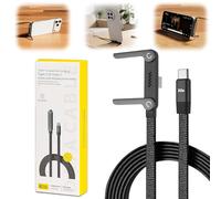 1.5M Type C Charger Cable Fast Charging & Phone Stand, 240W Fast Charge Type C to Type-C, Adjustable Braided Type-C Charger Cable with Invisible Kickstand for iPhone 17/16/15, Huawei, Xiaomi