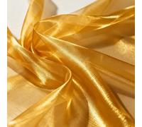 1.5m x 1m Gold Metallic Organza Fabric, Shimmery Polyester Decorative Cloth for Wedding Dresses, Evening Gowns, Stage Costumes, Curtains, Background Decorations