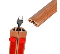 1.5M x 50mm Wire Cover, Floor Cable Cover Cable Protector, Self-adhesive, Floor Cord Channel Trunking for Office, Home, Factories, Garages Indoor Outdoor Brown Wood Grain Cavity 20mm
