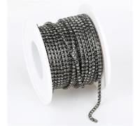 1.5mm-4.5mm Clear Glitter Rhinestone Closure Chain Sew On Cutting Chain for DIY Crafts Sewing Shoes (GunBlackDiamond, 1YARD_SS16(4mm)