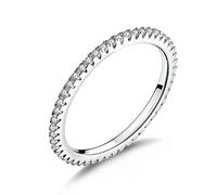 1.5MM Thin Band Eternity Rings Platinum Plated 925 Sterling Silver Cubic Zirconia Engagement Rings for Women Girls