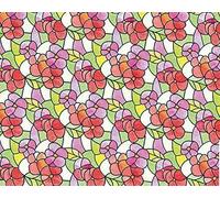 1.5mX 45cm PINK RED FLOWER STAINED GLASS SELF ADHESIVE WINDOW STATIC CLING VINYL