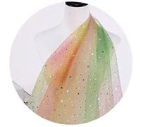 1.5Mx1M Star Moon Sequin Tulle Mesh Fabric Polyester Gradient Gauze Fabric for Clothing, Party Decoration, Green