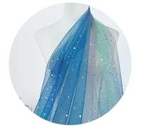 1.5Mx1M Star Moon Sequin Tulle Mesh Fabric Polyester Gradient Gauze Fabric for Clothing, Party Decoration, Blue