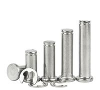 1/5pcs 304 Stainless Steel Flat Head with Grooved Pin Shaft Circlip Pin Positioning Cylindrical Pin Rolling M3M4M5M6M8M10M12M16-M16 (1Pcs)-50mm