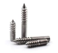 1-5pcs 304 Stainless Steel Hex Socket Hanger Bolts Double Ended Self Tapping Threaded Stud Screws Pointed Tip M4 M5 M6 M8 M10 M12(M4x40mm x5pcs)
