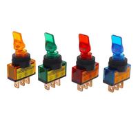 1/5PCS ASW-14D 12 Volt SPST 3 Pin short Actuator 20A LED Toggle Switch with On-Off 12V Red Blue Light Lamp for Car Truck Auto(Red 3P2T short,5pcs)