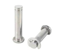 1-5pcs M3M4M5M6M8M10 Stainless Steel304 Pin Flat Head Slotted Pin Positioning Cylindrical Pin With Circlip Washer Set(M8x40mm 5sets)