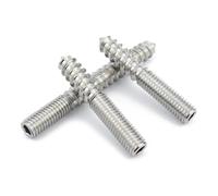 1/5pcs M4 M5 M6 M8 M10 Wooden Screw Hexagon Socket Double Head Pointed Tail Thread One end Set Self Tapping Screw 304 Stainless Steel(M5x40-5pcs)
