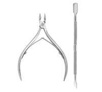 1-5pcs Stainless Steel Nail Clippers Scissors Nippers Cuticle Remover Push Knife Nail Manicure Set,Silver,2Pcs A,BH01