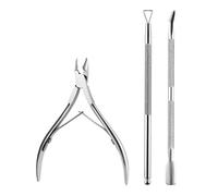 1-5pcs Stainless Steel Nail Clippers Scissors Nippers Cuticle Remover Push Knife Professional Nail Manicure Set,Silver,3pcs,BH01