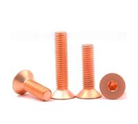 1-5pcs T2 Pure Copper Countersunk Hex Socket Screw Flat Cup Copper Conductive Screw Flat Head Electric Bolt M3 M4 M5 M6 M8(M3x16 (10PCS))