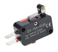 1/5pcs V-15 V-153 V-154 V-155 16A 250VAC SPDT Momentary Travel Limit Switch 1NO1NC 3pin Lever Roller Microswitch(V-155-1C25,5pcs)