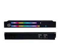 1.5U Rack Mount LED Music Spectrum Display, Dual-Channel Audio Sound Control, VU Meter with 128 Full-Color Beads, Adjustable Gain & Frequency for Home Audio