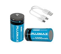 1.5V Rechargeable C Batteries Lit-Ion Type Micro USB & USB -C Rechargeable Battery | LR14 Rechargeable Battey | High-Capacity 6000mWh|1200 Charging Cycles with Type C Charging Cable - 2 Pack