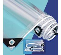 1.5x2.5m Clear Tarp with Grommets,Transparent Heavy Duty Tear Resistant Waterproof Tarpaulin Cover with Reinforced Edge,14Mil Thickened PVC Vinyl Tarp for Patio,Camping,Greenhouse
