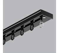 1-6.0m Ceiling Curtain Track, Aluminium Sliding Ceiling Track System For Curtains, Invisible Curtain Rail For Living Room Bedroom Room Divider(Black,5.2FT/160CM)
