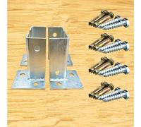 1 6 14 20 Pcs Post Anchor Base With Screws 4in Height, Silver Metal Bolt Down Concrete Base Brackets, Split Style Support Post Sleeve Base For Patio Fence(8 PCS)