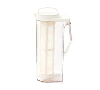1.6/2.2L Large Capacity Fridge Water Pitcher with Removable Infuser Filter, Leakproof Airtight Cold Brew Iced Tea Jug, Thickened Food Grade Plastic Horizontal Storage Beverage Carafe White L
