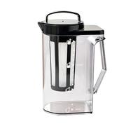 1.6/2.2L Large Capacity Fridge Water Pitcher with Removable Infuser Filter, Leakproof Airtight Cold Brew Iced Tea Jug, Thickened Food Grade Plastic Horizontal Storage Beverage Carafe Black M