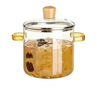 1.6/2.3L Tempered Glass Instant Noodle Pot, High Borosilicate Soup Bowl with Lid, Double Ear Hot Pot for Home Kitchen, Microwave & Stovetop Safe(B 1.6L)