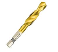 1/6/7pcs M3-M12 Screw Tap Drill Bit Titanium Coated HSS 4341 6542 Metric 1/4 Shank Spiral Flute Tread Hand Tools(M8)