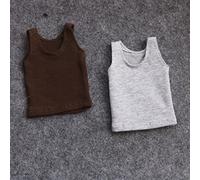 1/6 Custom Scale T-Shirt Sleeveless Vest Clothes for 12" Male & Female Body Toy (Brown + Gray)