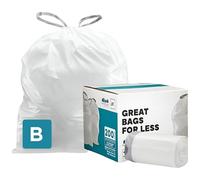 1.6 Gallon simplehuman Compatible with Simplehuman Code B, 0.5 Mil, White, 12.5"W x 15.5"H, 200/Count (8 Rolls of 25)