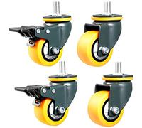1.6 Inch (50mm) Swivel Casters with M8 Thread Silent & Dustproof Polyurethane Wheels 160kg Load Capacity Brake Ideal for Office Chairs Tables & Carts Set of 4