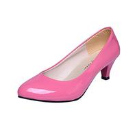 1.6 Inch Women's Kitten Pump Slip On Round Toe Chunky Block Low Heel Shoes Office Wedding Dress Shoes Solid Close Toe Slip on Court Pumps Work Occasion Wear Pink