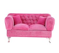 1/6 Mini Long Sofa Pink Mini Suede Sofa Dollhouse for Hot Toys Accessories