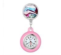 1-6 Pack Retractable Nurse Watch Clip On with Secondhand Stethoscope Lapel Fob Doctor Nurse Watch Novel Starry Sky Pattern Silicone Cover for Women and Men, e
