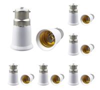 1-6 Pcs B22 to E27 Light Bulb Adapter - White Bayonet to Screw Converter with On/Off Switch for Ceiling Fans and Lights (6 PCS)