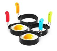 1-6 Pcs Non Stick Egg Frying Rings Perfect Circle Round Fried/Poach Mould Pancake (4 Pcs Ring Molds)