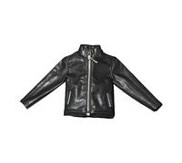 1/6 PU Leather Jacket Mini Long Sleeved Coat Dress up for 12'' inch Soldier Figures, black