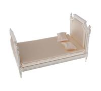 1/6 Scale Dollhouse Double Bed Miniature Furniture Wood Satin European Design DIY Scene Accessories Doll House Decor