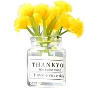1:6 Scale Miniature Flowers in Vase Set for Dollhouse Displays, Realistic Tiny Floral Arrangements for Train Platforms, Fairy Gardens and Micro Landscapes (B-1)