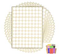 1,620 x White Sticky Dots - 16mm - Round Colour Coding Dot Stickers - 15 Sheets