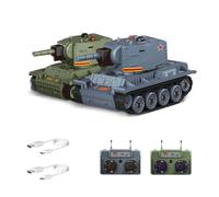 1/64 2.4G Mini RC Battle Tank Model, Remote Control Armored Fighting Vehicles with Infrared Combat Mode, Rotating Turret and Track Drive