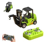 1:64 Alloy RC Forklift Toy,2 in 1 Transform Lift Fork & Hook,Mini Remote Control Forklift Truck with Rechargeable Battery,STEM Educational Construction Vehicle for Kids Age 8-12 (Green)