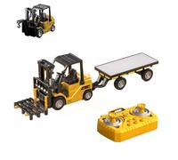 1:64 Alloy RC Forklift Toy,2 in 1 Transform Lift Fork & Hook,Mini Remote Forklift Rechargeable Truck Battery,ST with