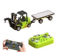 1:64 Alloy RC Forklift Toy, 2 in 1 Transform Lift Fork & Hook, Mini Remote Truck Forklift Rechargeable Battery, ST with, STEM Educational Construction Vehicle for Kids