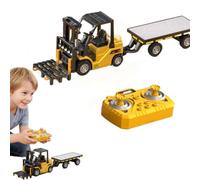 1:64 Alloy RC Forklift Toy, 2 in 1 Transform Lift Fork & Hook, Mini Remote Truck Forklift Rechargeable Battery, ST with, STEM Educational Construction Vehicle for Kids
