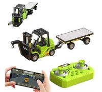 1:64 Alloy RC Forklift Toy,2 in 1 Transform Lift Fork & Hook,Rc Forklift Cranes Construction Toys,Mini Remote Battery,ST Truck Rechargeable Forklifts,Christmas Birthday Gifts