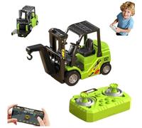 1:64 Alloy RC Forklift Toy, Full Proportional RC Forklift Toy, 2 in 1 Transform Lift Fork & Hook, Mini Remote TruckForklift Rechargeable Battery, Transformable Lift Fork & Hook with Lights & Sounds