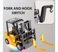 1:64 Alloy RC Forklift Toy, Full Proportional RC Forklift Toy, 2 in 1 Transform Lift Fork & Hook, Mini Remote TruckForklift Rechargeable Battery, Transformable Lift Fork & Hook with Lights & Sounds