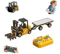 1:64 Alloy RC Forklift Toy, Full Proportional RC Forklift Toy, 2 in 1 Transform Lift Fork & Hook, Mini Remote TruckForklift Rechargeable Battery, Transformable Lift Fork & Hook with Lights & Sounds