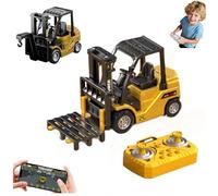 1:64 Alloy RC Forklift Toy, Full Proportional RC Forklift Toy, 2 in 1 Transform Lift Fork & Hook, Mini Remote TruckForklift Rechargeable Battery, Transformable Lift Fork & Hook with Lights & Sounds